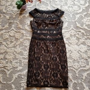 Adrianna Pappell Black Lace Dress Size 6